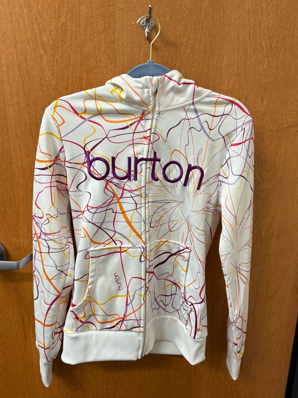 Burton Cream Zip-Up Hoodie with Multicolor Scribble Print